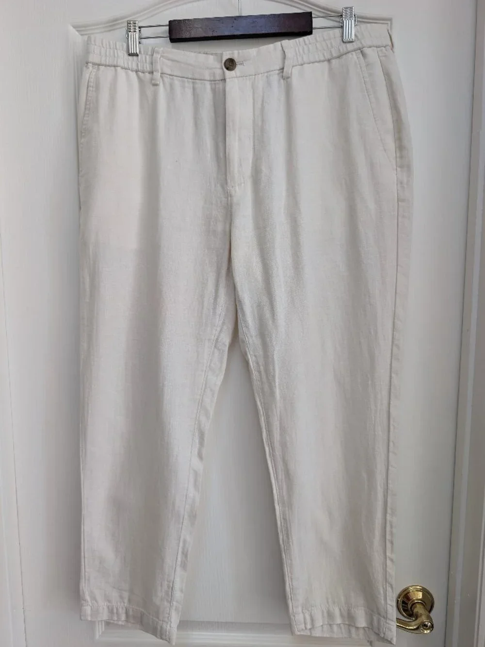 Banana Republic Athletic Fit Linen Blend Pants 36x30 Ivory